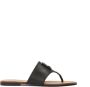 Kazar Zwarte leren slippers met brede band - Thumbnail 1