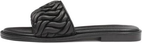 Kazar Zwarte leren slippers met gekreukte band Jovite