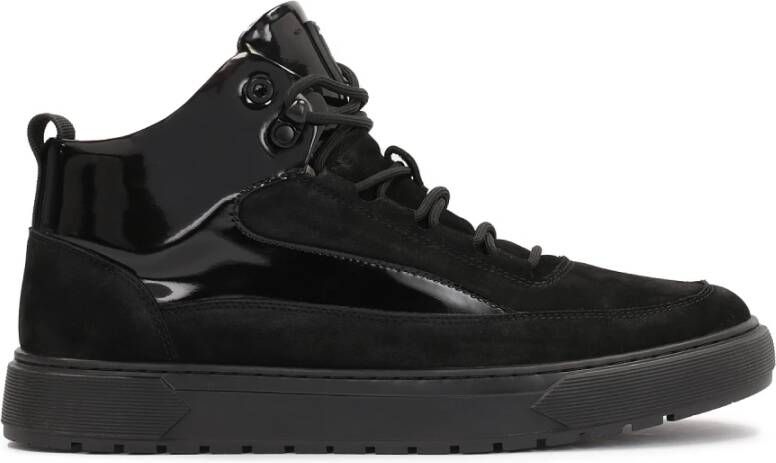 Kazar Zwarte Leren Sneakers met Glanzende Elementen Black Heren