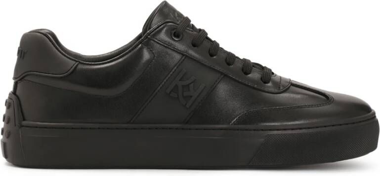 Kazar Zwarte leren sneakers met rubber op de hiel