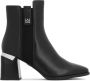 Kazar Zwarte leren stiletto laarzen met metallic details - Thumbnail 1