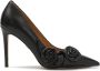 Kazar Zwarte leren stiletto's met rozen Black Dames - Thumbnail 2