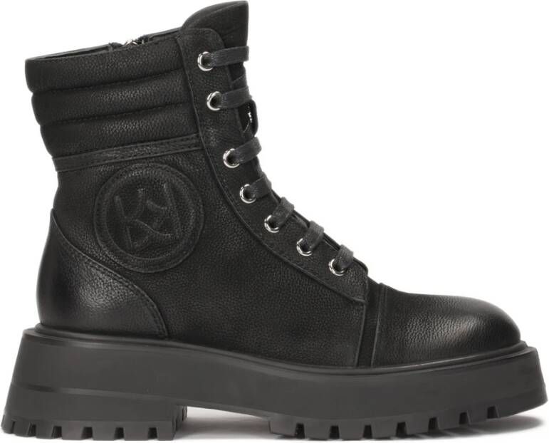 Kazar Zwarte nubuck laarzen op klavertjezool Black Dames