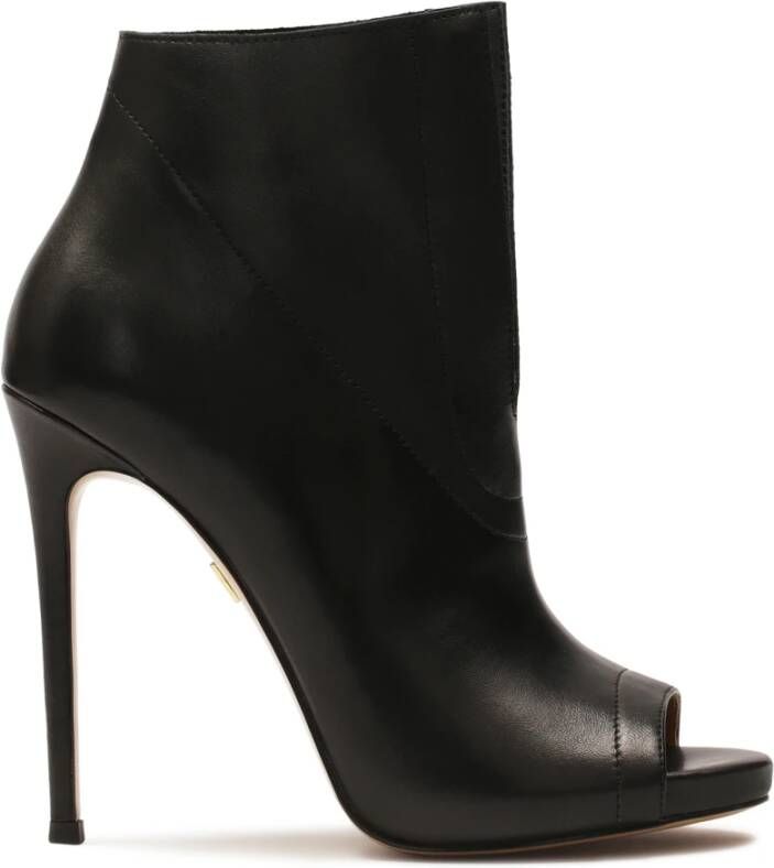 Kazar Zwarte peep toe enkellaarzen met hak Black Dames