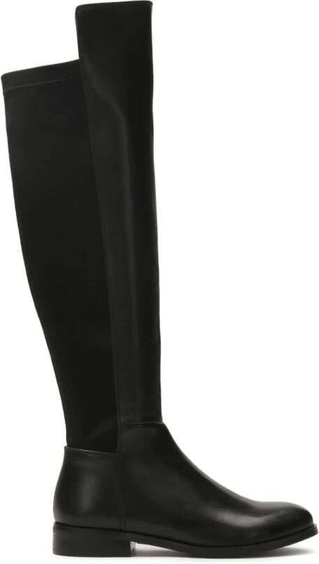 Kazar Zwarte platte laarzen van leer en stof - Foto 2