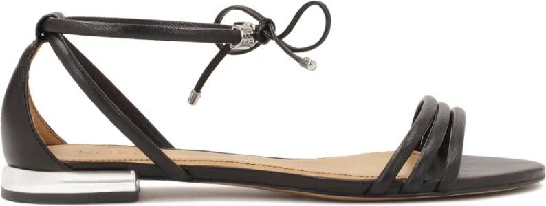 Kazar Zwarte platte sandalen met zilveren hak