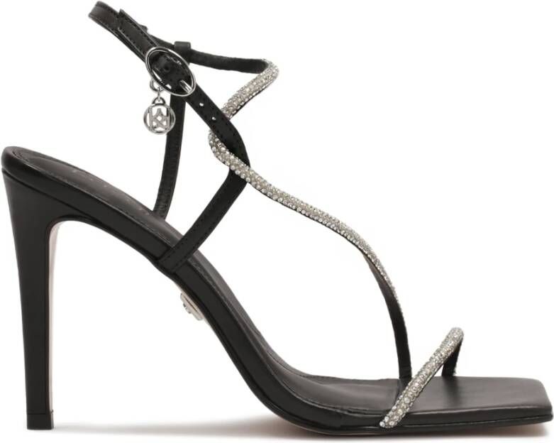 Kazar Zwarte sandalen met glanzende bandjes