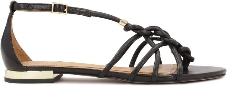 Kazar Zwarte sandalen met gouden hak