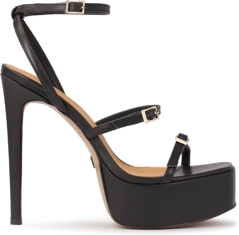 Kazar Zwarte sandalen met hak en plateauzool