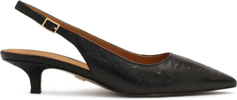 Kazar Zwarte Slingback Pumps van Leer met Reliëf