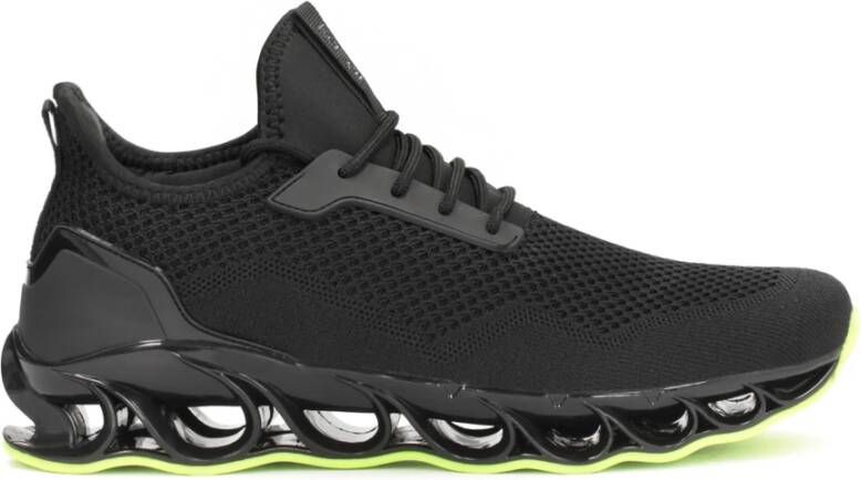 Kazar Zwarte Sneakers met Groene Zool Black Heren