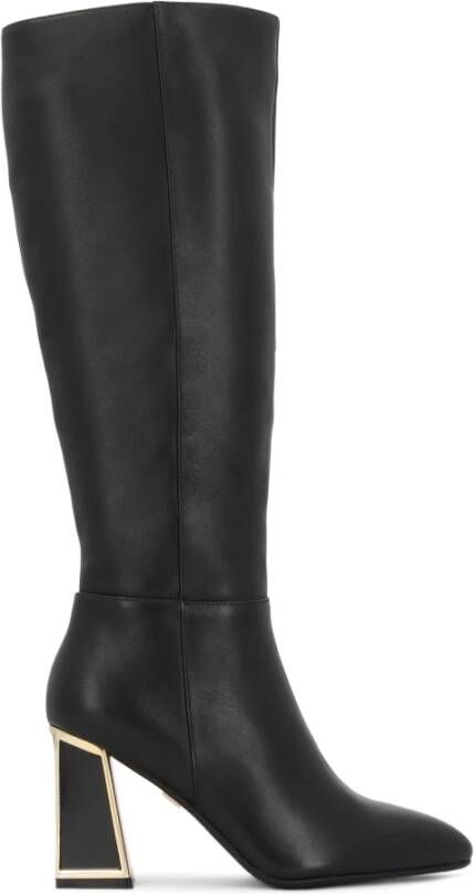 Kazar Zwarte stiletto laarzen met gouden inzetstukken