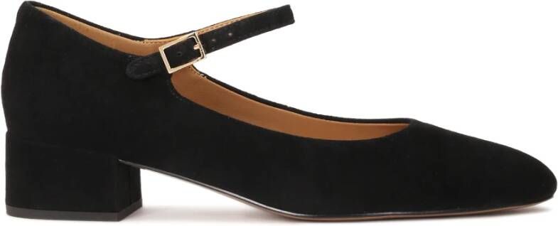 Kazar Zwarte suède pumps met bandje en lage hak