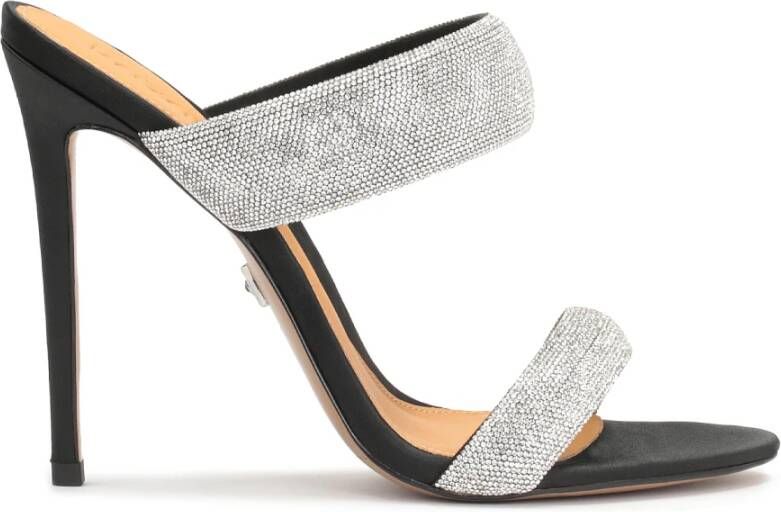 Kazar Zwarte textiel muiltjes met glanzende bandjes Multicolor Dames