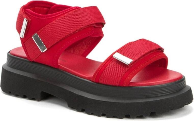Keddo Rode open platte sandalen voor vrouwen