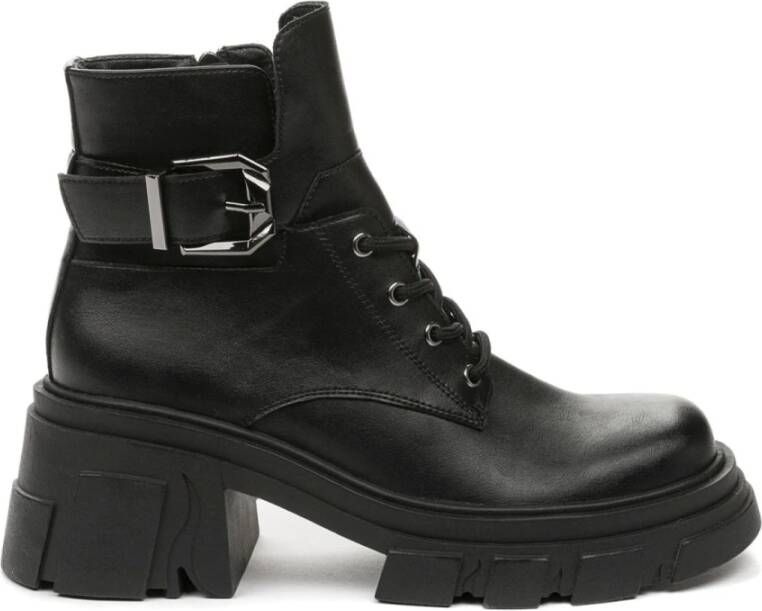Keddo Zwarte Gesloten Enkellaarsjes voor Vrouwen