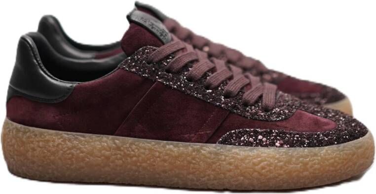 Kennel & Sch ger Glitter Platform Sneaker met Velours en Leren Details