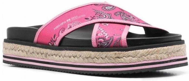 Kenzo Koraal Bandana Print Espadrille Sandalen Black Dames