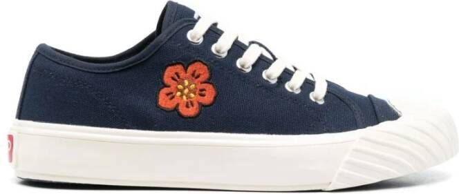 Kenzo Marineblauwe Lage Sneakers met Boke Flower Motief Blue Dames
