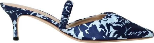 Kenzo Blauwe Bloe Kitten Heel Muiltjes