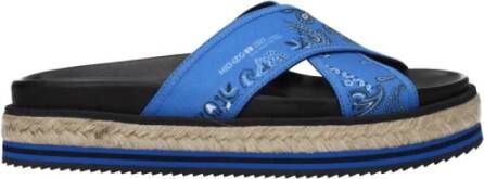 Kenzo Blauwe Stoffen Open Teen Slippers met Zijlogo