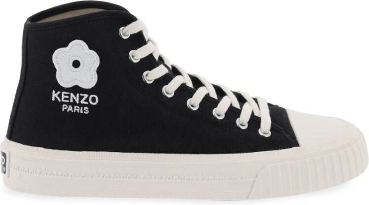 Kenzo Canvas Foxy High-Top Sneakers met Geborduurd Logo Black Dames