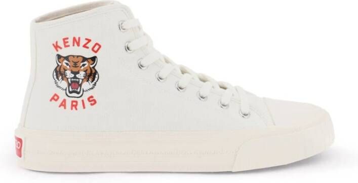 Kenzo Canvas High-Top Sneakers met Lucky Tiger Print White Dames