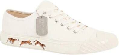 Kenzo Crème Canvas Lage Sneakers White Heren