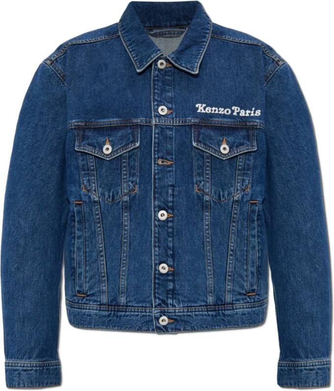 Kenzo Denim jack met boomschors borduursel