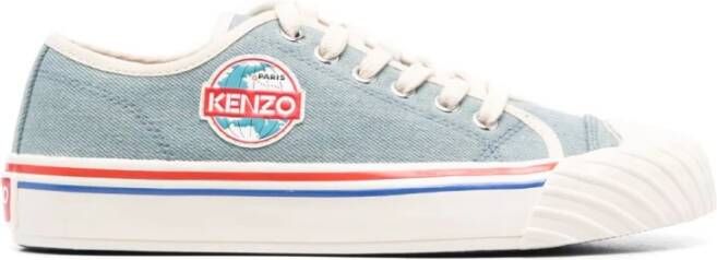 Kenzo Logo-Patch Denim Sneakers Grijs Dames