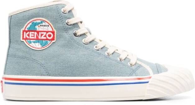 Kenzo Logo-Patch High-Top Sneakers Blauw Dames