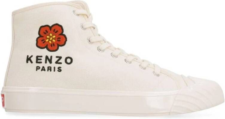 Kenzo Hoge sneakers voor in crèmekleurig canvas met Boke Flower-patroon Beige - Foto 4