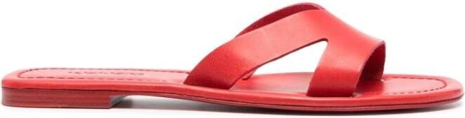 Kenzo Rode Leren Platte Muilezelsandalen Rood Dames