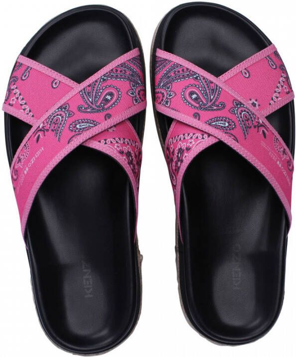 Kenzo Koraal Bandana Print Espadrille Sandalen Zwart Dames Schoenen
