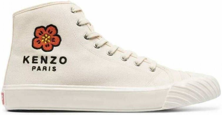 Kenzo Hoge sneakers voor in crèmekleurig canvas met Boke Flower-patroon Beige - Foto 5