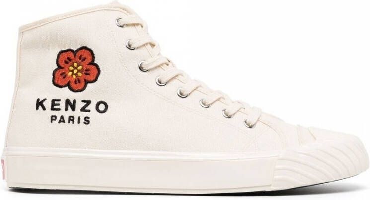 Kenzo Hoge sneakers voor dames in crèmekleurig canvas met Boke Flower-patroon Beige Dames