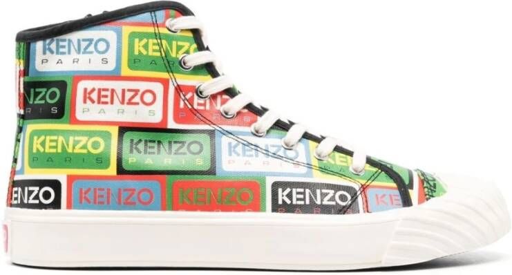 Kenzo Hoge sneakers met all-over logo print Groen Heren - Foto 3