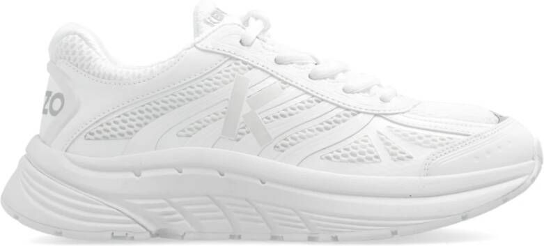 Kenzo Witte Logo Sneakers Mesh Inzetstukken White Dames