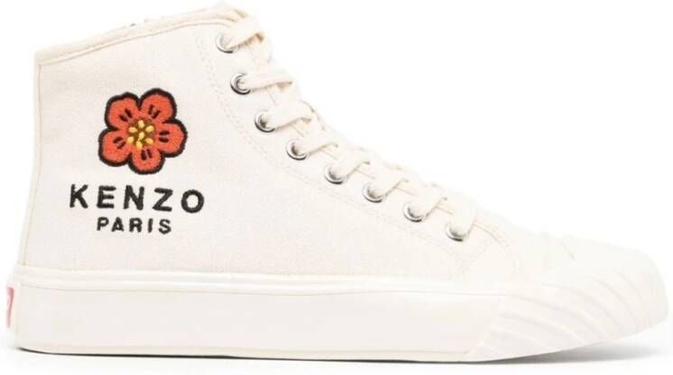 Kenzo Hoge sneakers voor dames in crèmekleurig canvas met Boke Flower-patroon Beige Dames