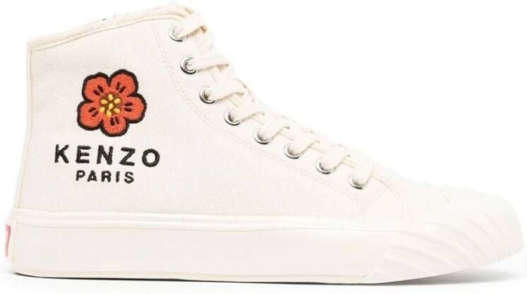 Kenzo Hoge sneakers voor in crèmekleurig canvas met Boke Flower-patroon Beige