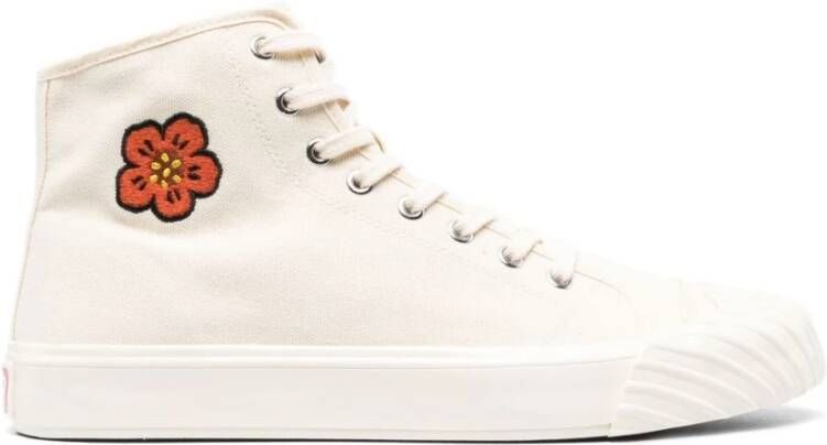 Kenzo Witte Hoge Sneakers van Canvas met Boke Bloem Motief White Heren