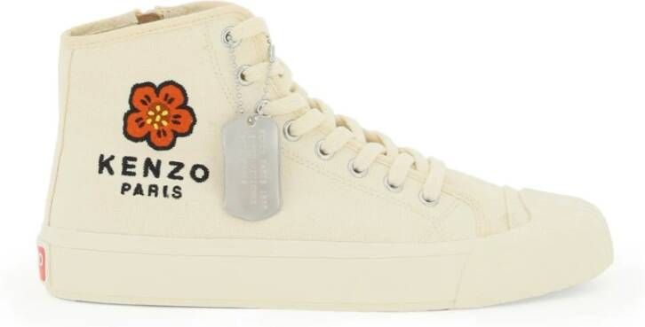 Kenzo Hoge sneakers voor in crèmekleurig canvas met Boke Flower-patroon Beige - Foto 7