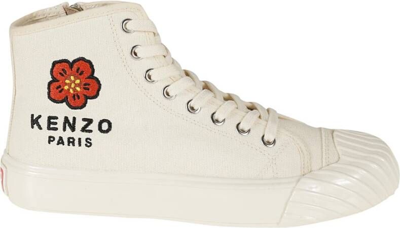 Kenzo Hoge sneakers voor dames in crèmekleurig canvas met Boke Flower-patroon Beige Dames