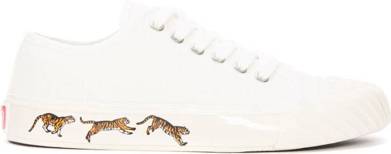 Kenzo Crème Canvas Lage Sneakers White Heren