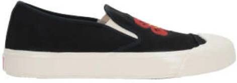 Kenzo Zwarte Canvas Slip-On Sneakers met Boke Flower Borduursel Black Heren
