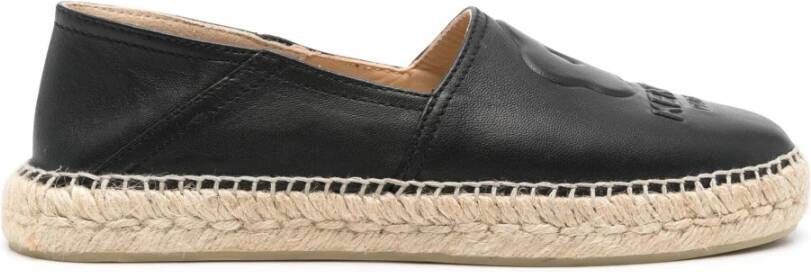 Kenzo Stijlvolle zwarte leren espadrilles Black Dames