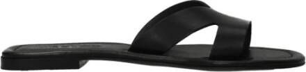 Kenzo Zwarte Leren Open Teen Slippers