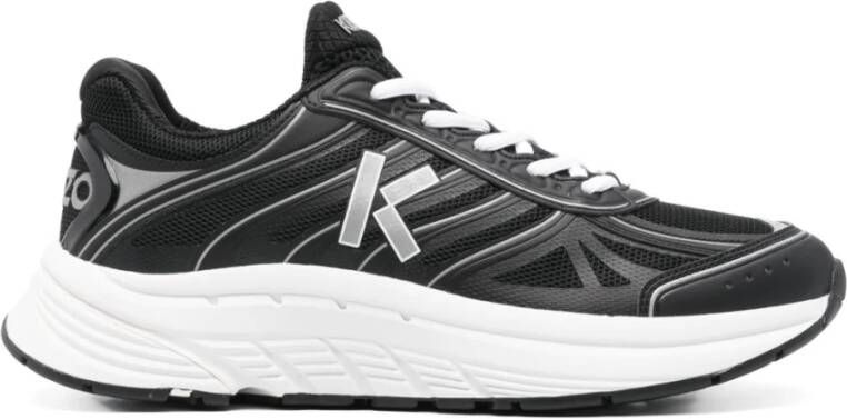Kenzo Zwarte Mesh Sneakers Logo Print