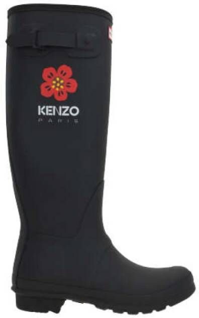 Kenzo Zwarte regenlaarzen met Boke Flower print Black Dames