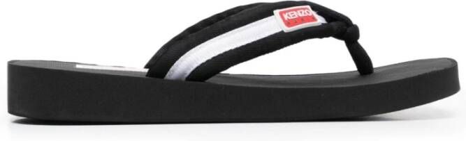 Kenzo Zwarte Sandalen met Bronzen Hoogte Black Dames